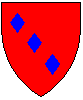 Medieval shield, showing in bend wise pattern