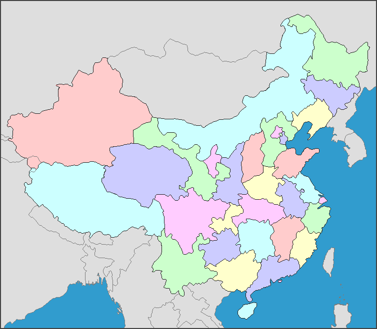 Map of China and Chinese Provinces