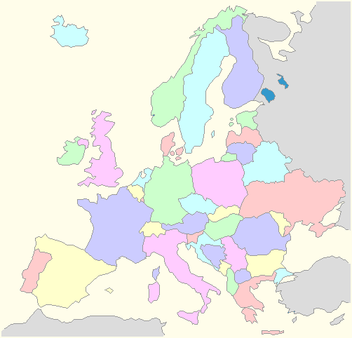 Maps of all of the countries of Europe.