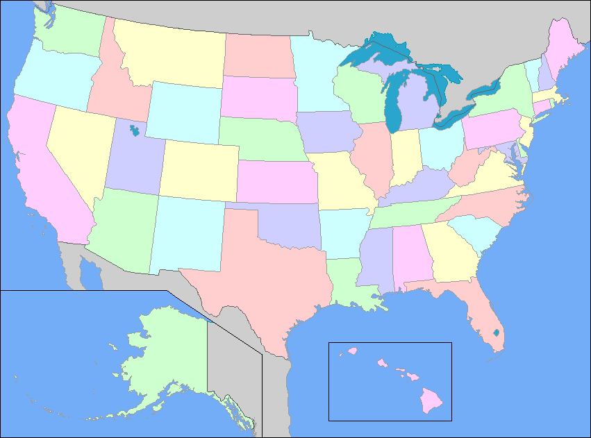 US States and Capitals Map