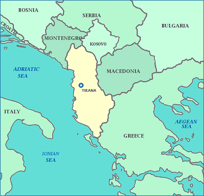Print this map of Albania
