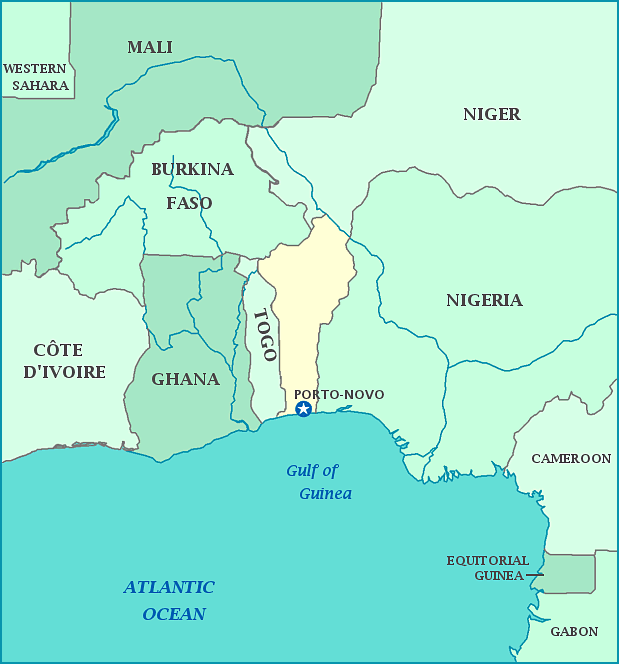 Benin map, Map of Benin, Niger, Nigeria, Togo, Burkina Faso, Gulf of Guinea