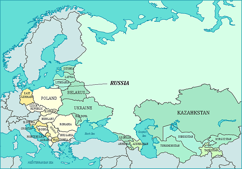 Map Of Iron Curtain And Ex U S S R Former Soviet Union Countries