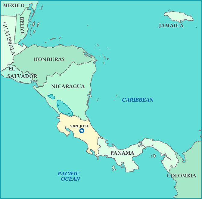 map of costa rica and panama