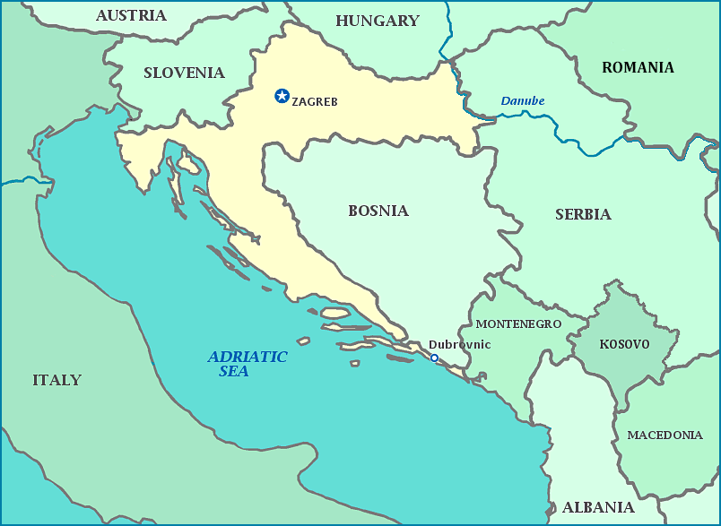 Croatia Map--Map of Croatia has cities, rivers, islands in the Adriatic