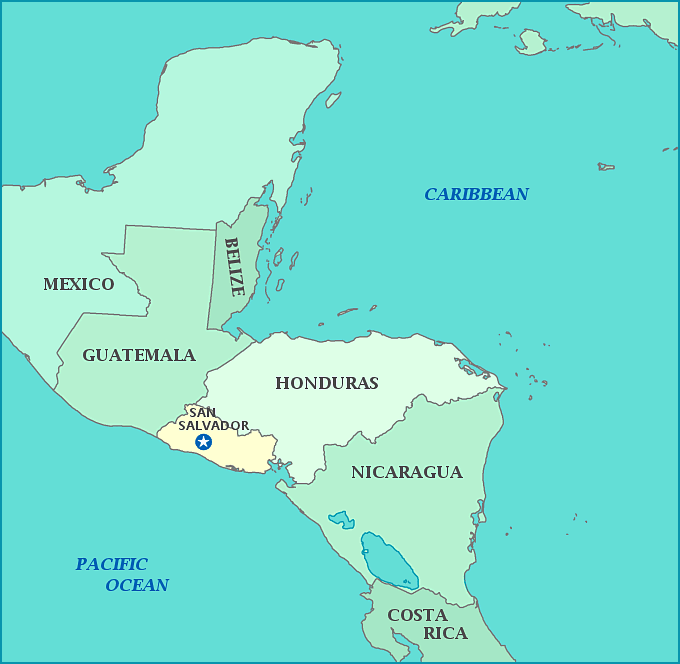 El Salvador map, Map of El Salvador, San Salvador, Guatemala, Honduras, Nicaragua