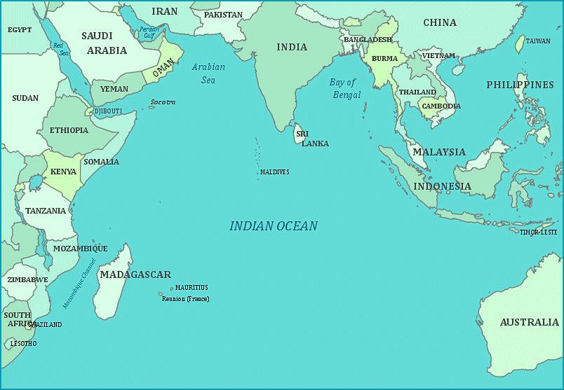 Print this map of the Indian Ocean