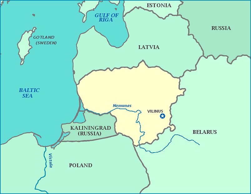 Print this map of Lithuania