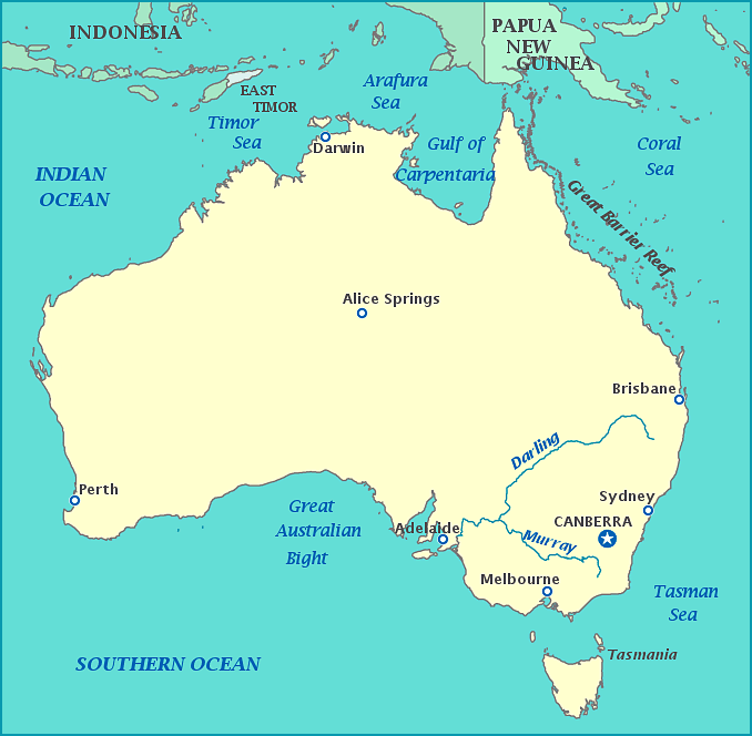 Map of Australia, Papua New