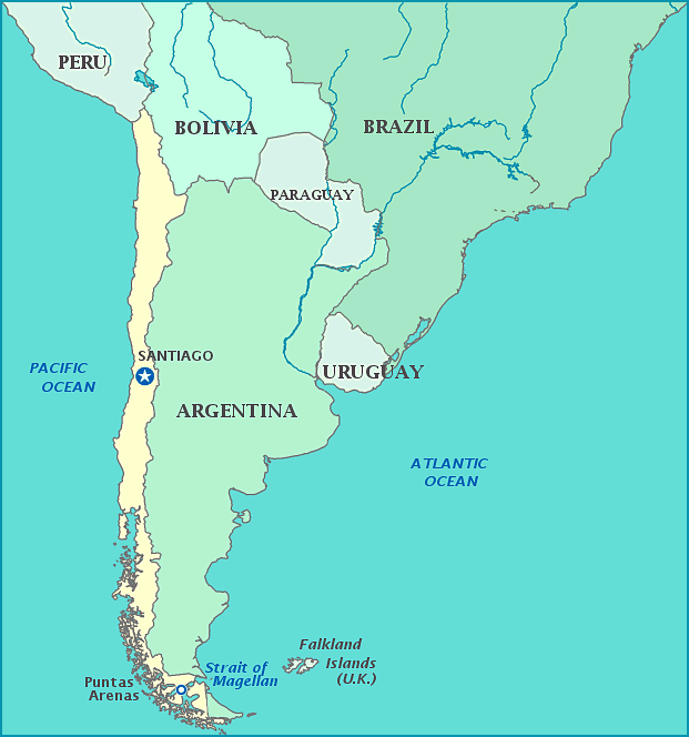 ¿Cómo se dice " Chile borders Argentina and Bolivia" en español