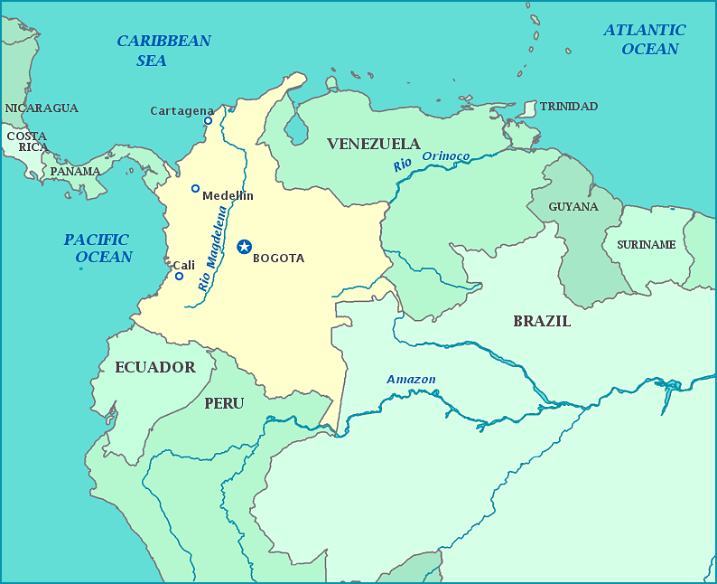 Print this map of Colombia
