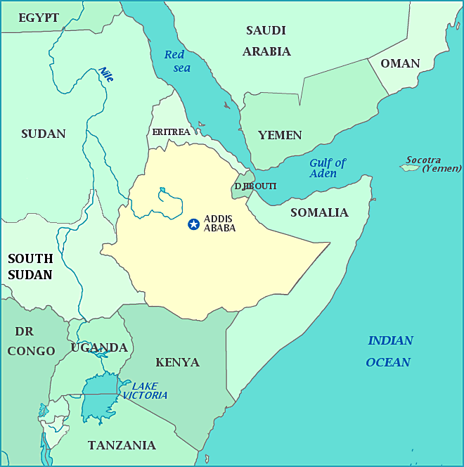 Ethiopia map, Map of Ethiopia, Spain, Morocco, France, Atlantic Ocean, Mediterranean Sea