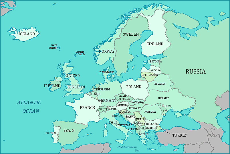 map of europe. Map of Europe and European