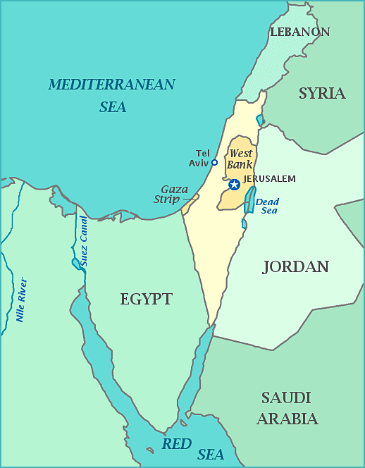 Print this map of Israel