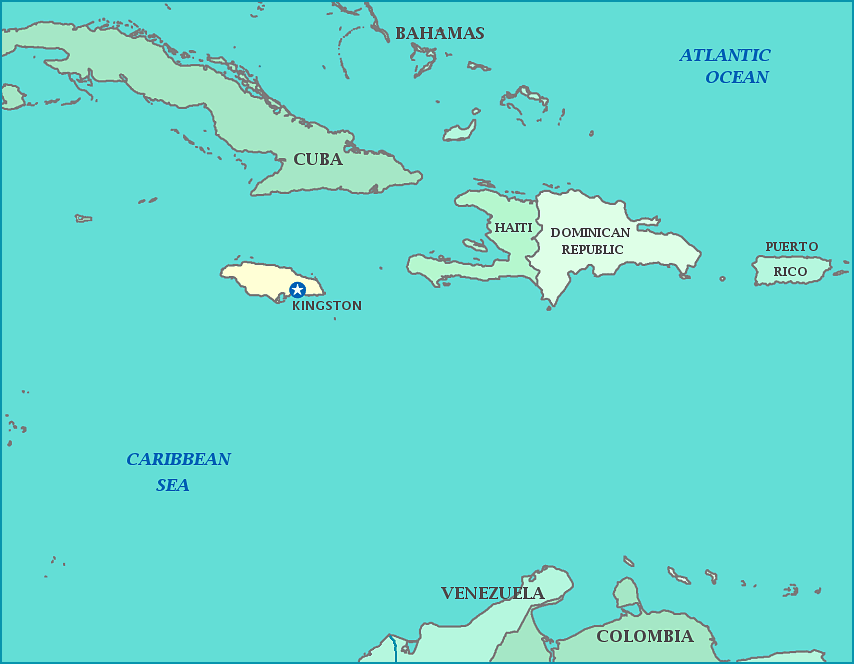 Print this map of Jamaica
