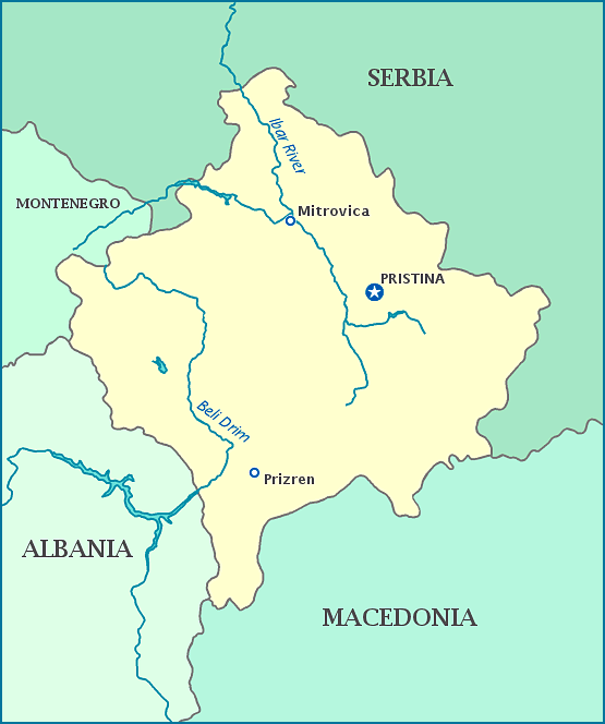 Print this map of Kosovo
