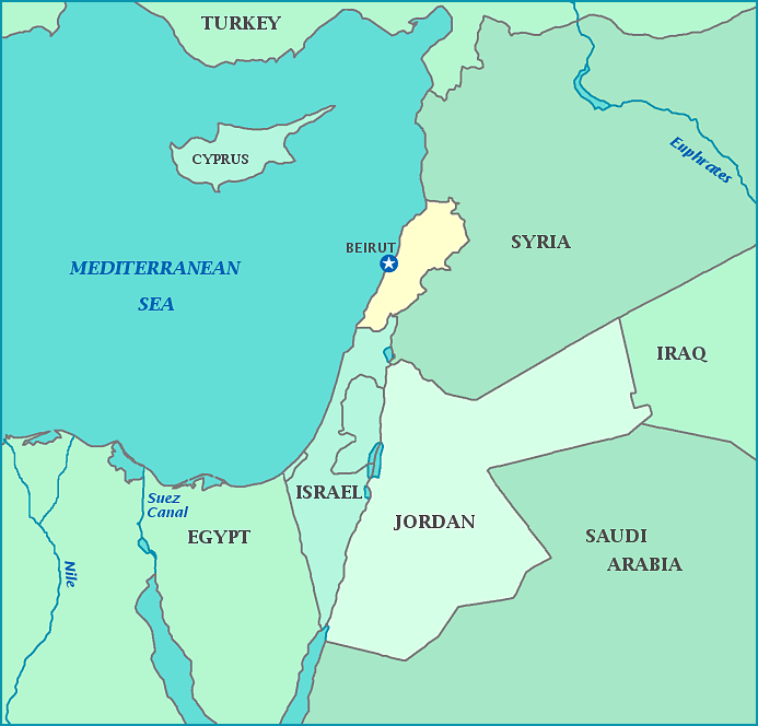 More Maps of the Middle East Print this map of Lebanon