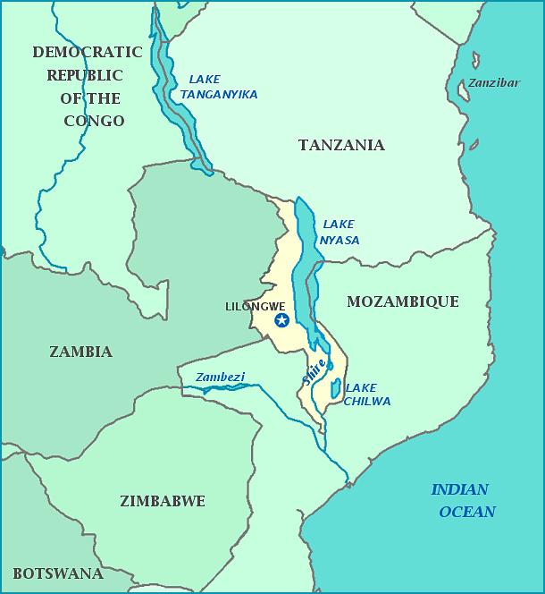 Malawi map, Map of Malawi,