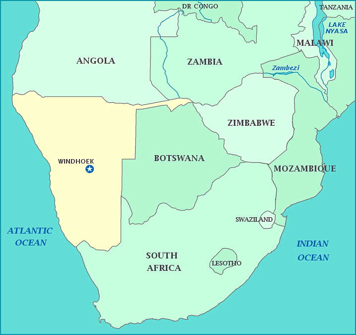 Namibia map, Map of Namibia,