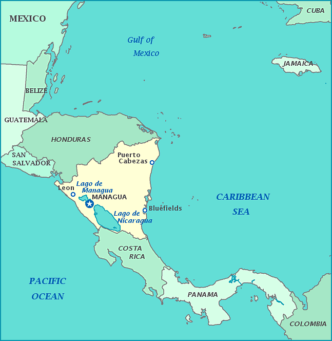 Print this map of Nicaragua