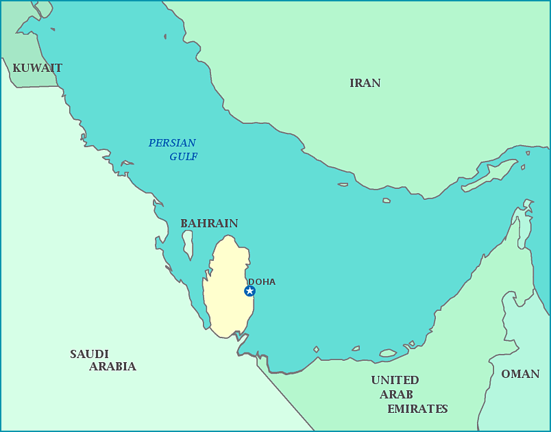 Qatar map, Map of Qatar, Doha, Saudi Arabia, Bahrain, United Arab Emeriates, Persian Gulf
