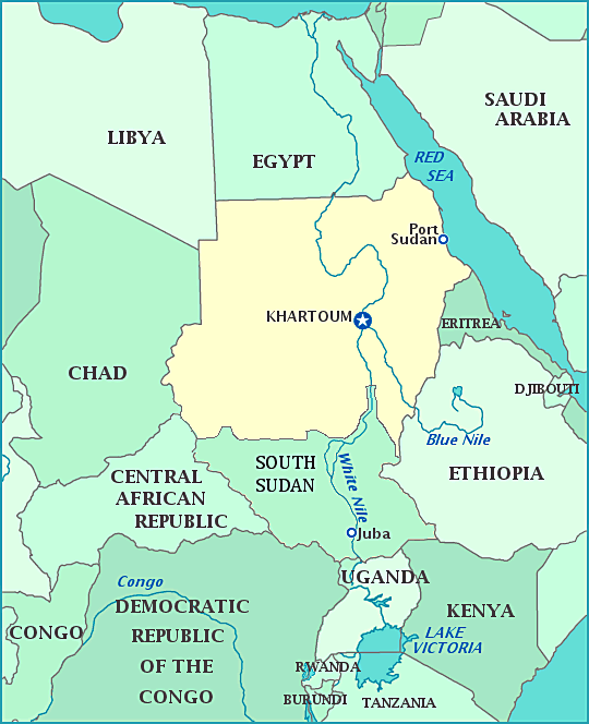 Sudan map, Map of Sudan, Khartoum, Nile, Egypt, Eritrea, Ethiopia, Chad, Libya, Red Sea