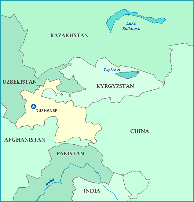 Print this map of Tajikistan