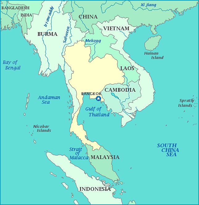 Print this map of Thailand