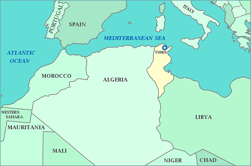 Tunisia map, Map of Tunisia, Tunis, Libya, Algeria, Mediterranean Sea