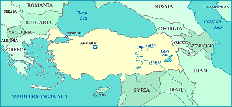 Turkey map, Map of Turkey, Ankara, Armenia, Iran, Iraq, Syria, Greece, Black Sea