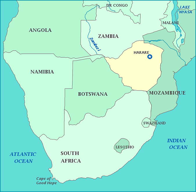 Print this map of Zimbabwe
