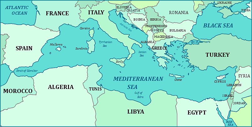 Print this map of the Mediterranean Sea
