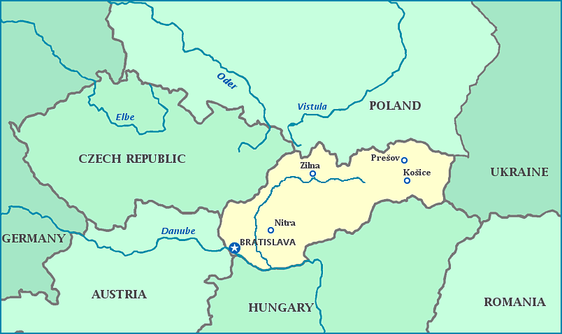 Map of Slovakia, Czech