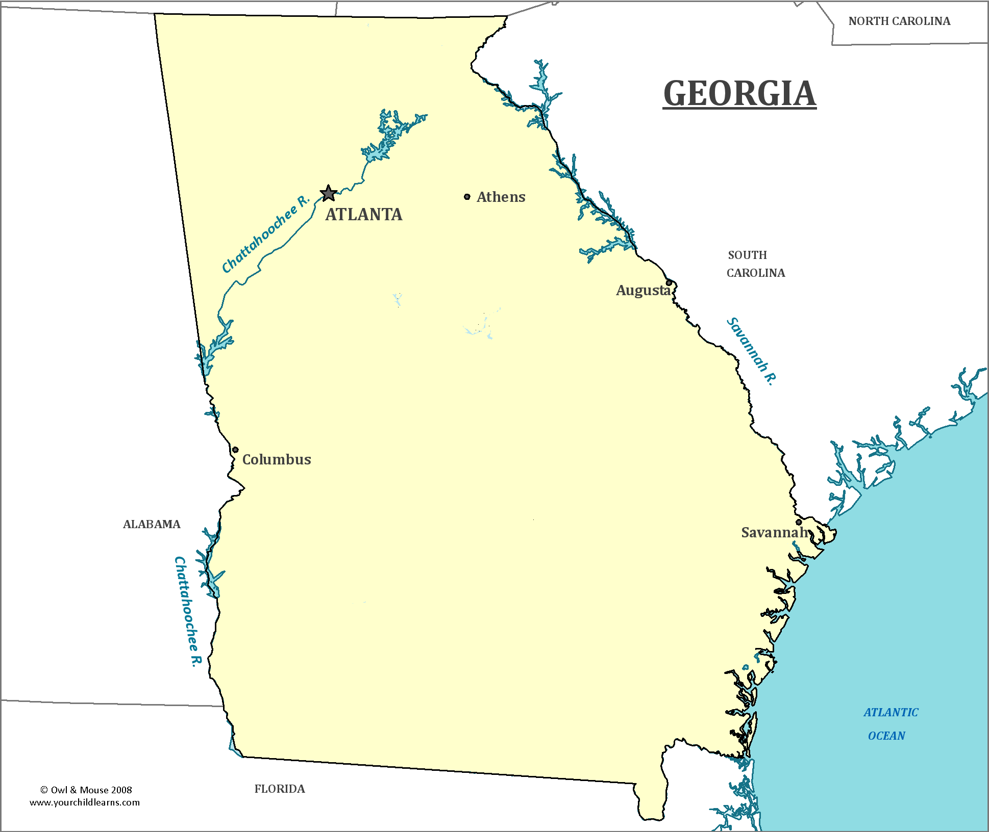 Georgia State Map Map Of Georgia And Information About The State