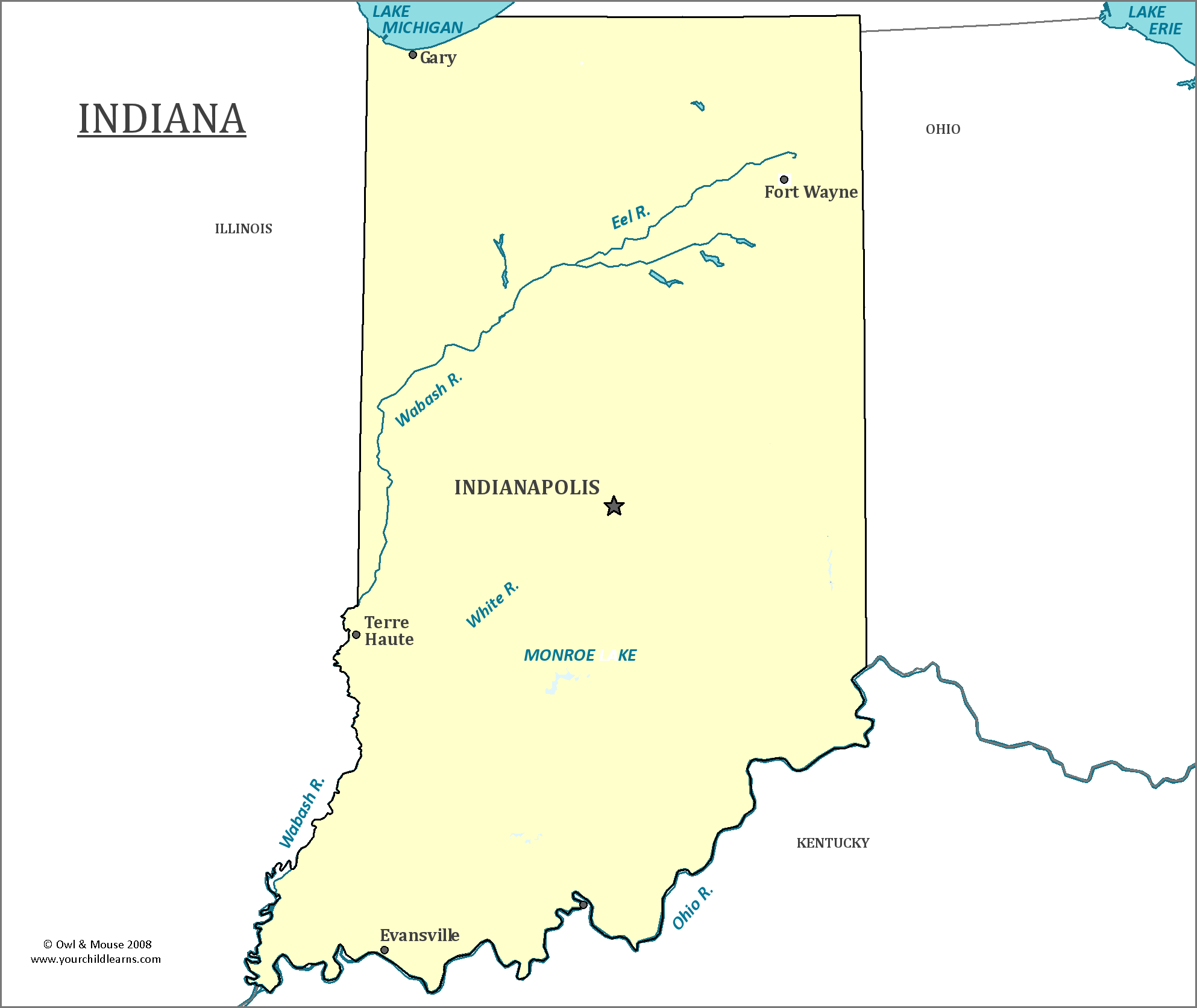 Indiana State Map Map of Indiana and Information About the State