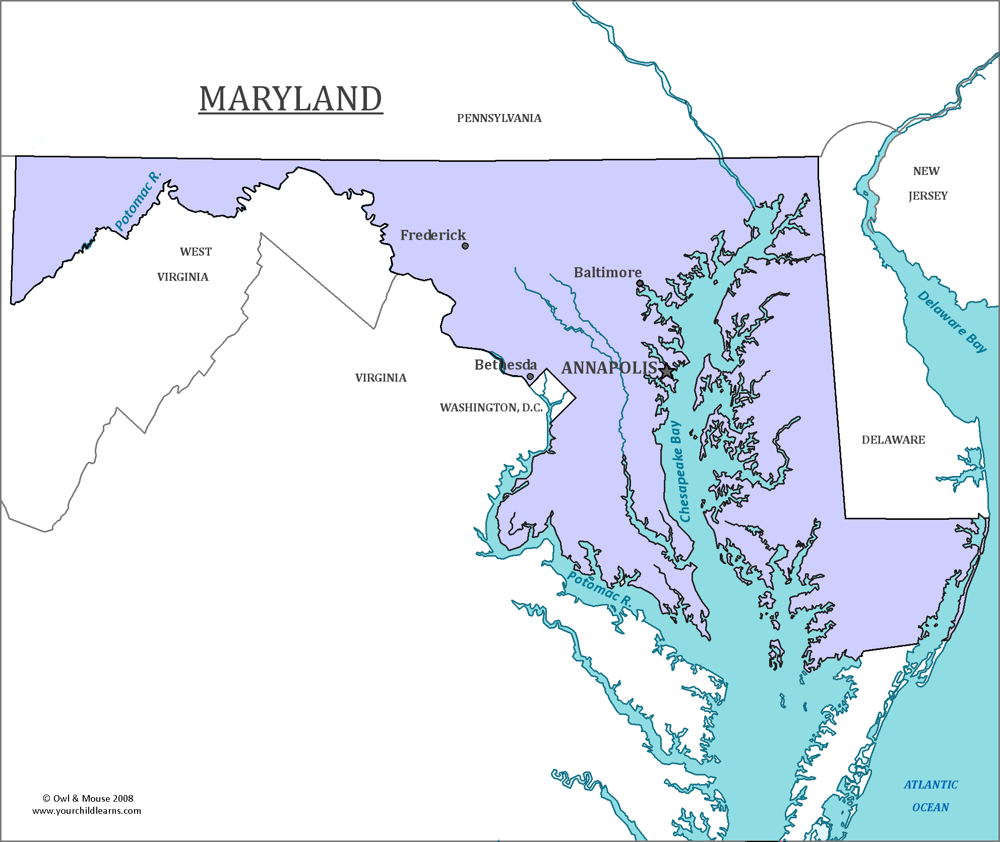 Maryland State Map - Map of Maryland and Information About the State