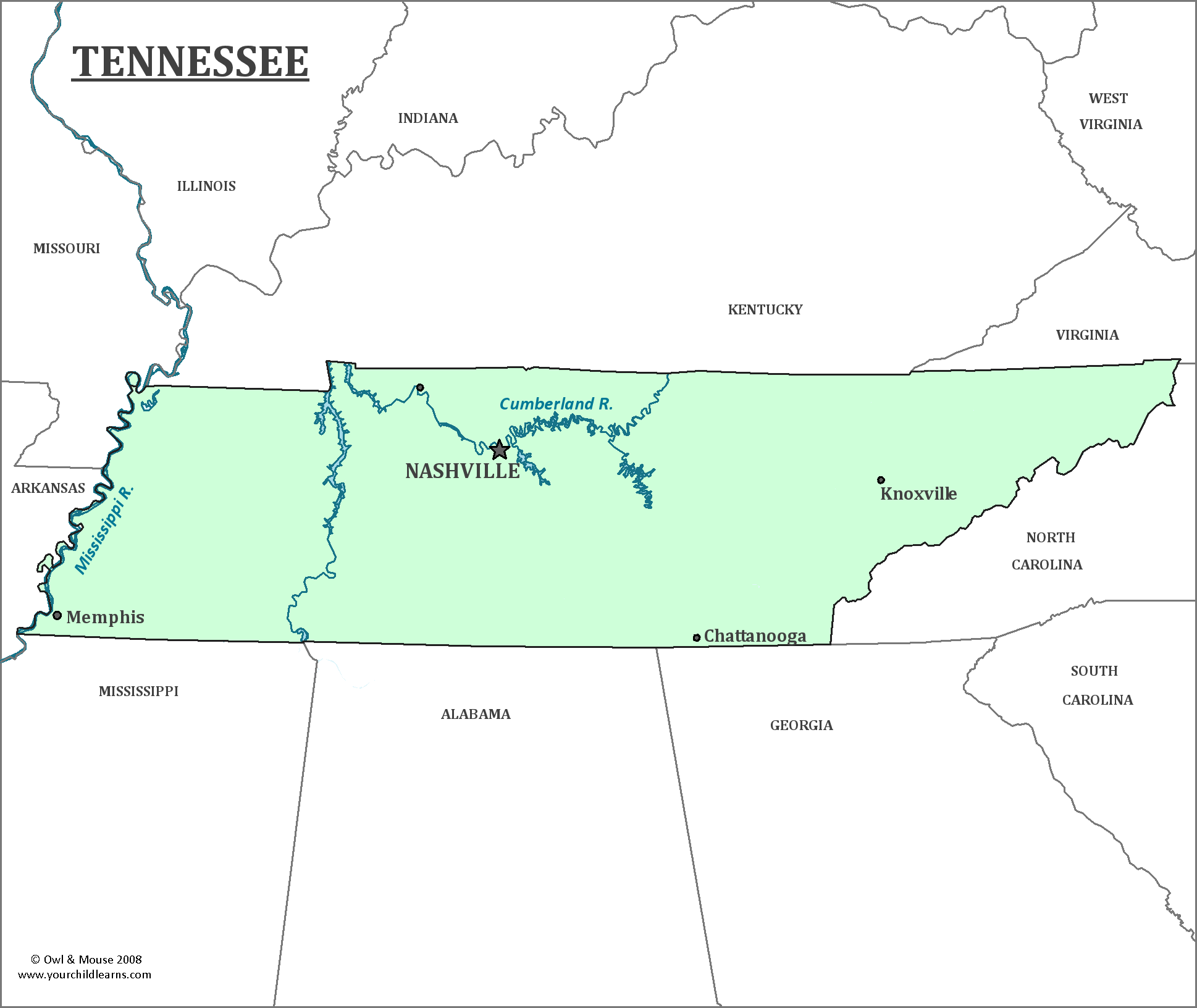 Tennessee State Map Map Of Tennessee And Information About The State