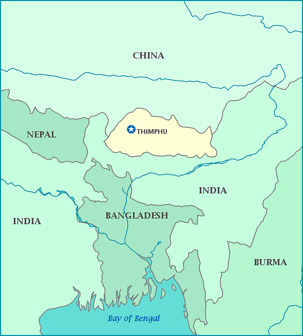 Print this map of Bhutan