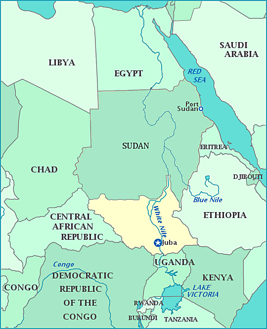 Print this map of South Sudan
